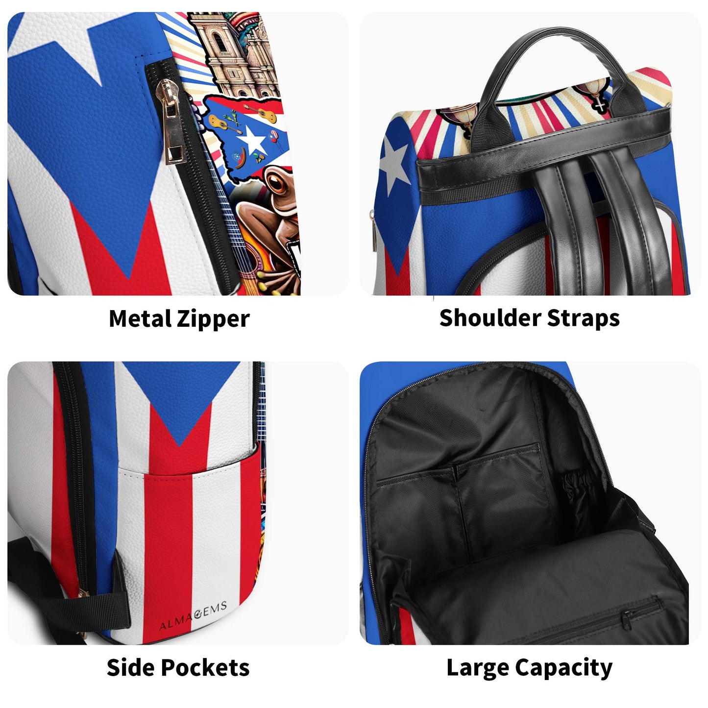 Hecho En Puerto Rico – Personalisierter Lederrucksack – LA006_BP