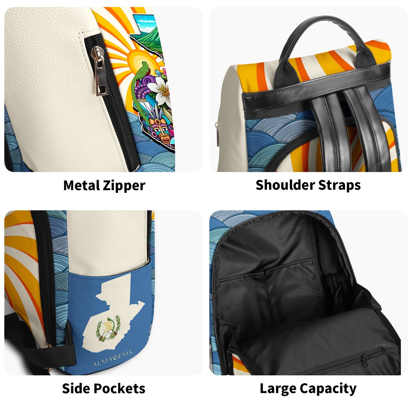Hecho En Guatemala - Personalisierter Lederrucksack - LA007_BP