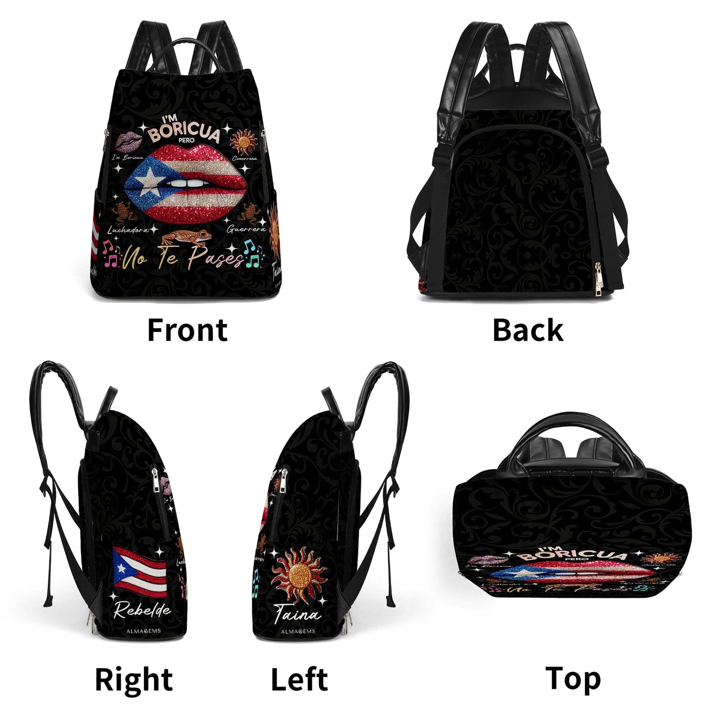 Ich bin Boricua. Pero No Te Pases - Personalisierter Lederrucksack - LA011_BP