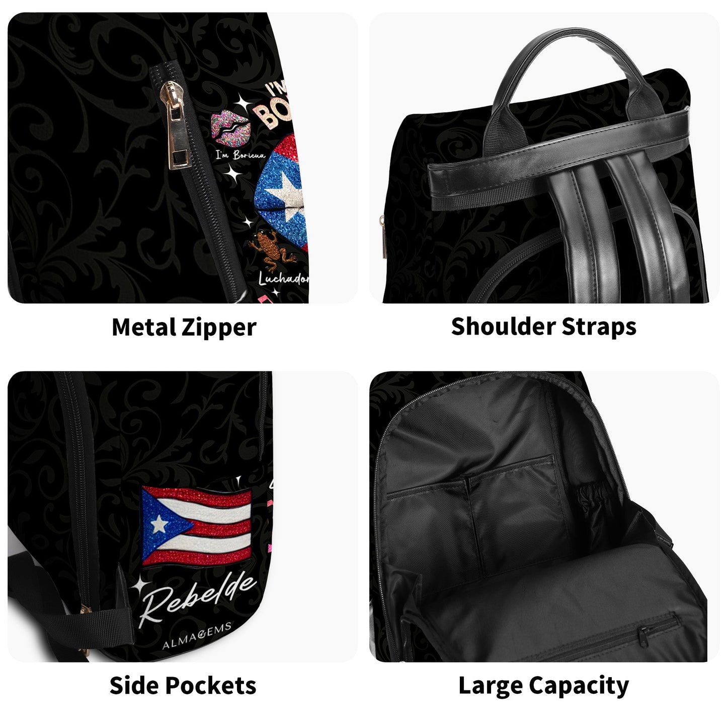 Ich bin Boricua. Pero No Te Pases - Personalisierter Lederrucksack - LA011_BP