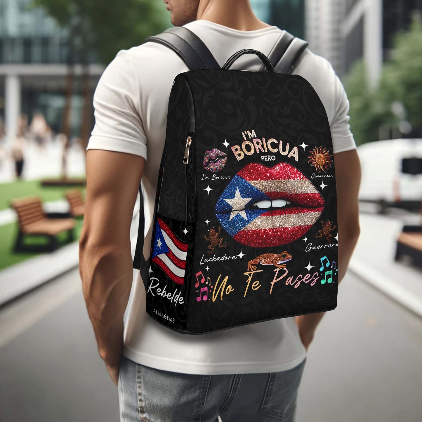 Ich bin Boricua. Pero No Te Pases - Personalisierter Lederrucksack - LA011_BP