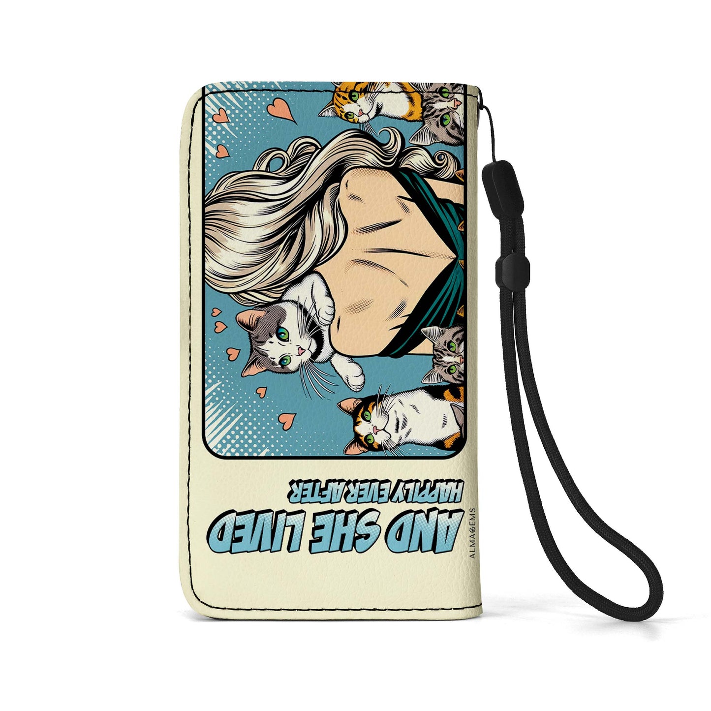 Und sie lebte glücklich bis an ihr Lebensende – Personalisiertes Leder-Telefon-Portemonnaie – LL04PW