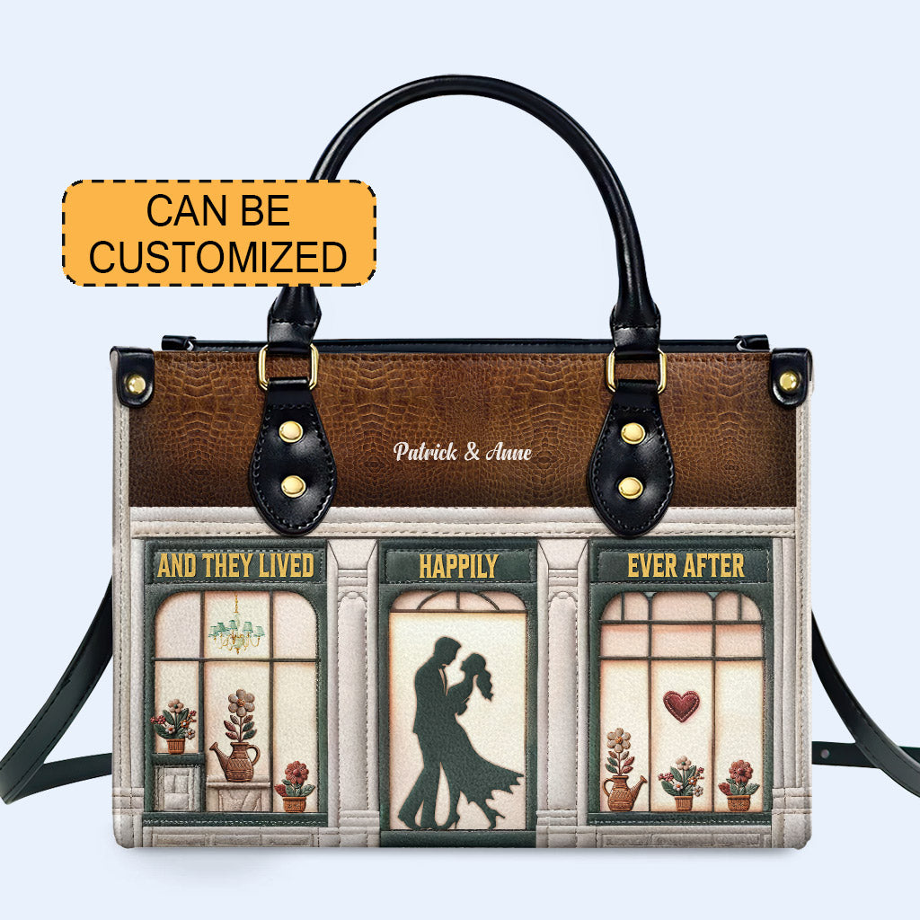 Und sie lebten glücklich bis an ihr Lebensende - Personalisierte Lederhandtasche für Verliebte - LL08