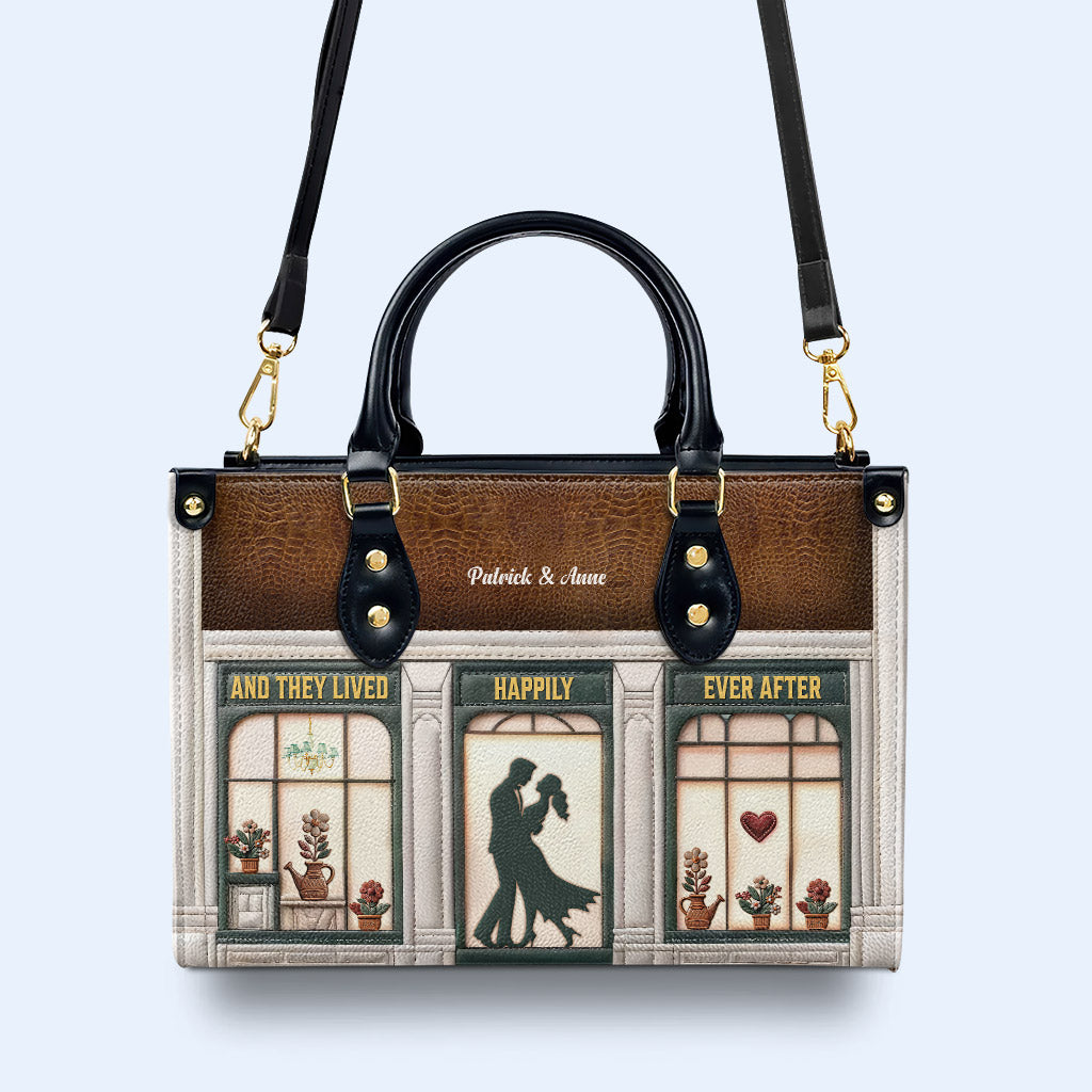 Und sie lebten glücklich bis an ihr Lebensende - Personalisierte Lederhandtasche für Verliebte - LL08