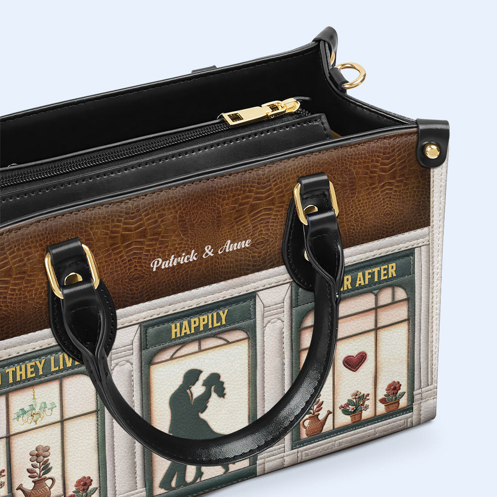 Und sie lebten glücklich bis an ihr Lebensende - Personalisierte Lederhandtasche für Verliebte - LL08
