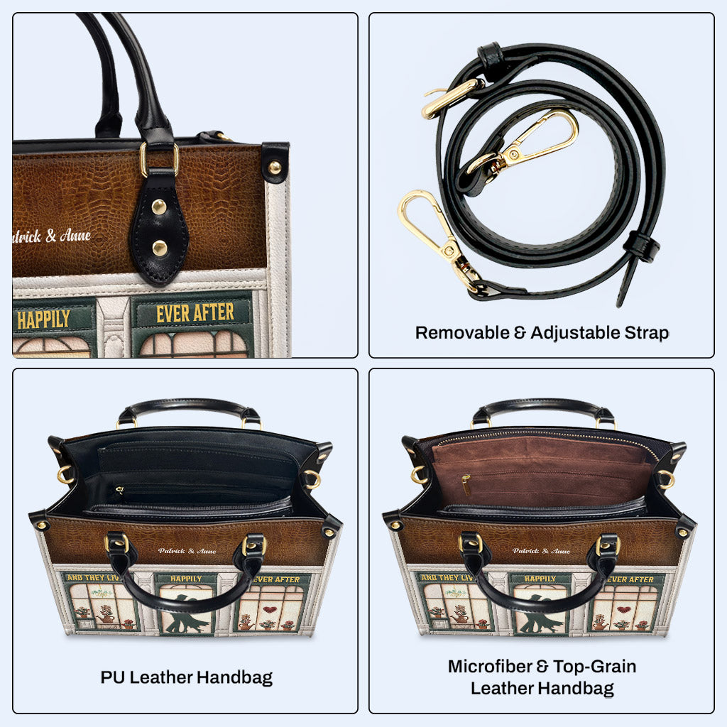 Und sie lebten glücklich bis an ihr Lebensende - Personalisierte Lederhandtasche für Verliebte - LL08