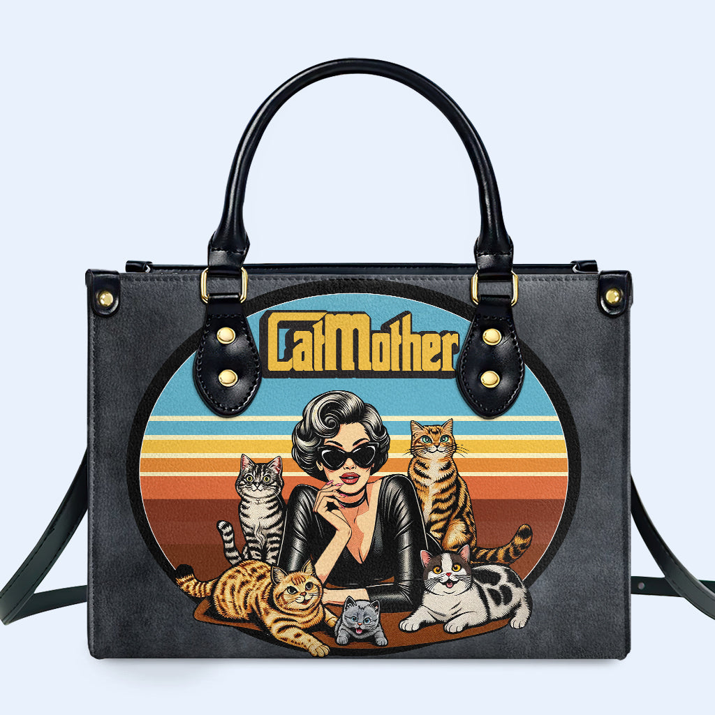 The CatMother - Personalisierte Lederhandtasche für Katzenliebhaber - LL22