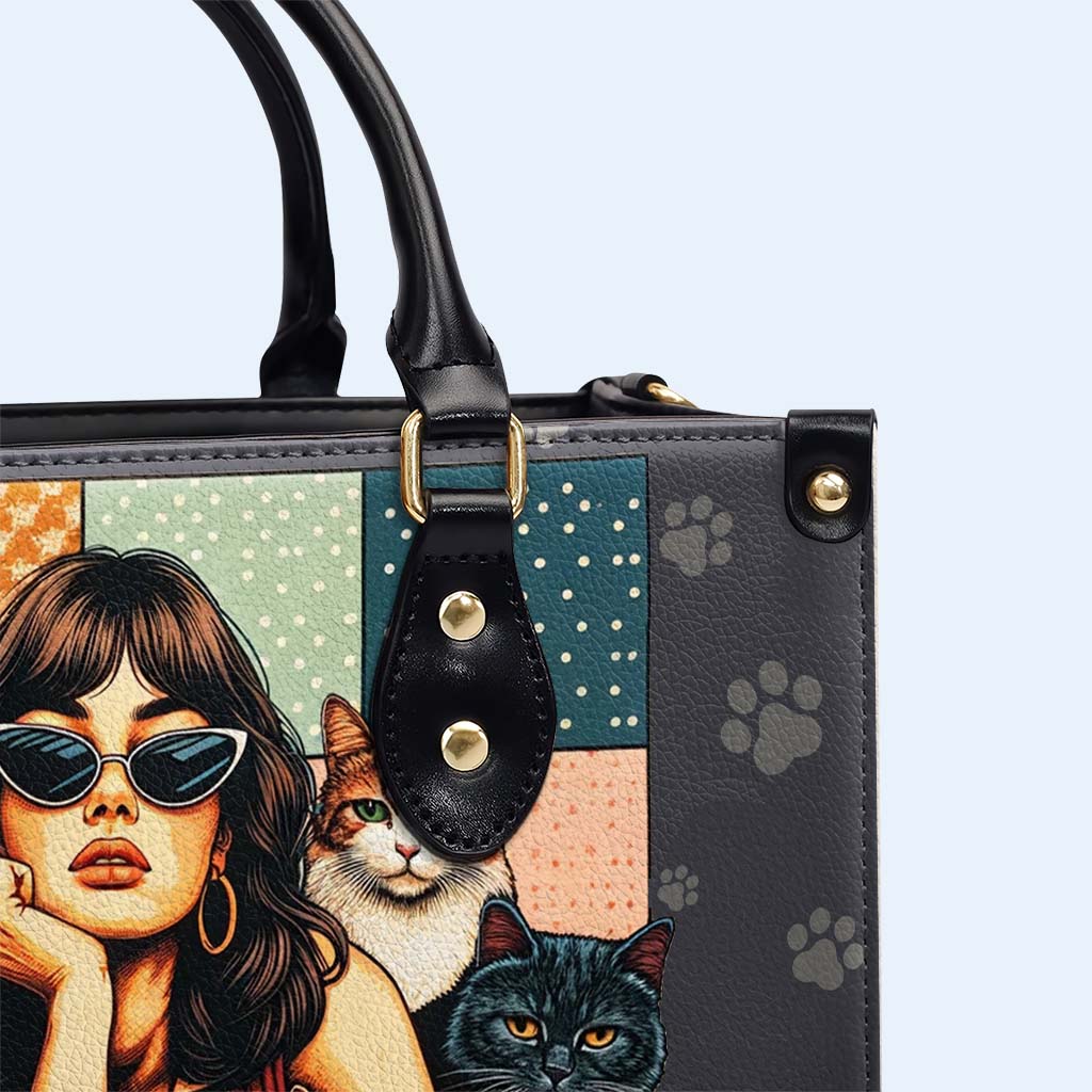 Sag mir nicht, was ich tun soll. Du bist nicht meine Katze - Personalisierte Lederhandtasche für Katzenliebhaber - LL21
