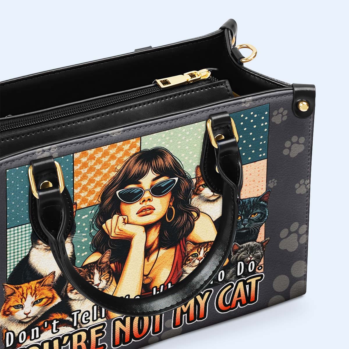 Sag mir nicht, was ich tun soll. Du bist nicht meine Katze - Personalisierte Lederhandtasche für Katzenliebhaber - LL21