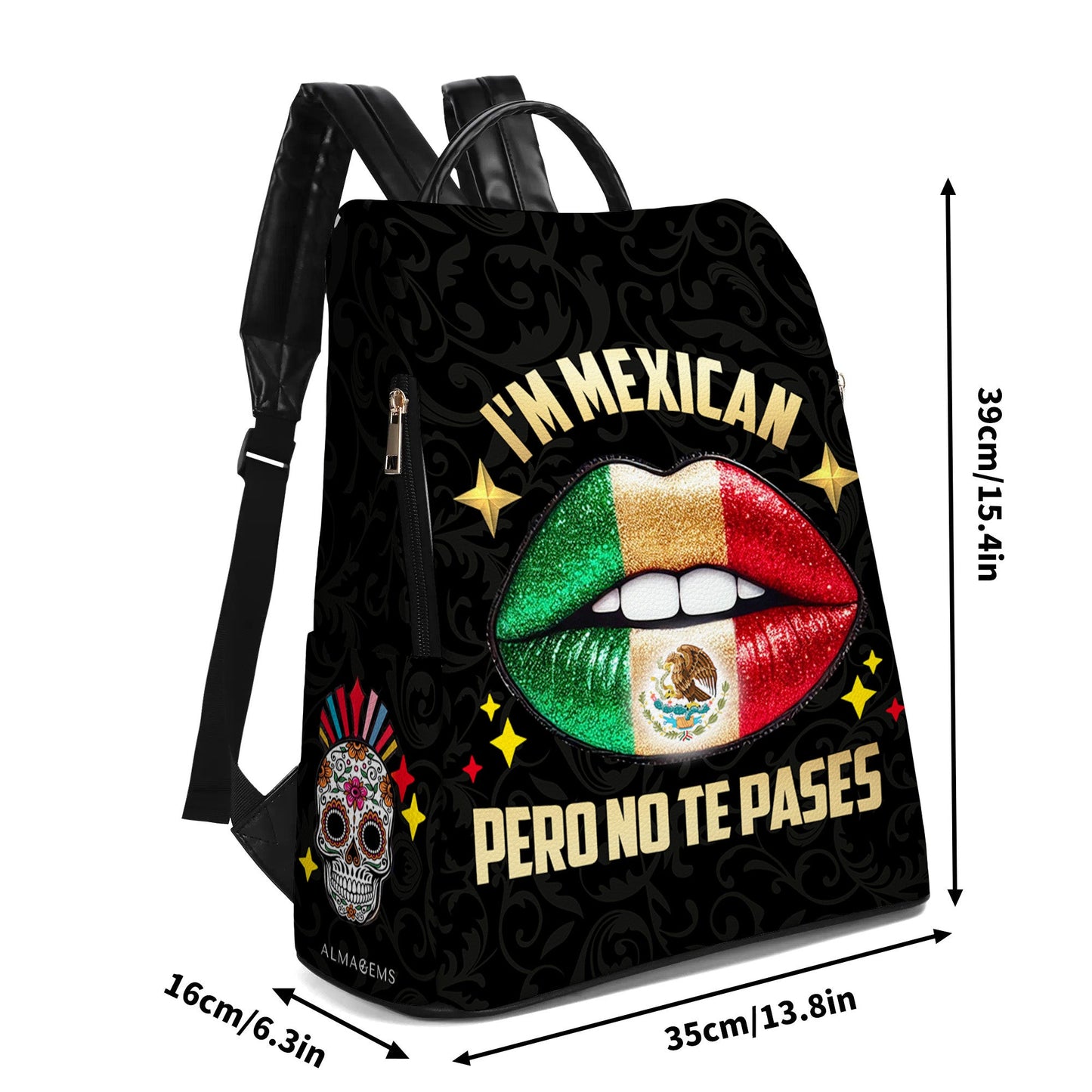 Ich bin Mexikaner, Pero No Te Pases – Personalisierter Lederrucksack – ME046_BP