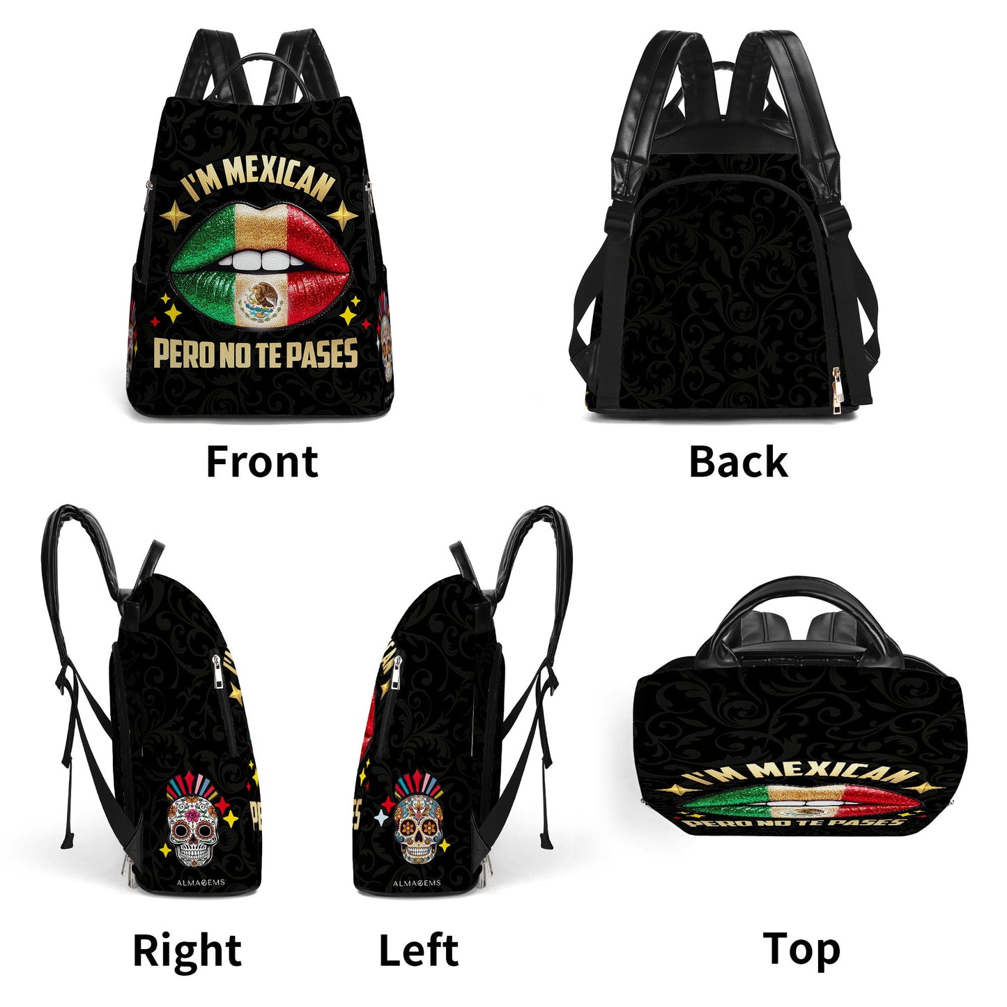 Ich bin Mexikaner, Pero No Te Pases – Personalisierter Lederrucksack – ME046_BP