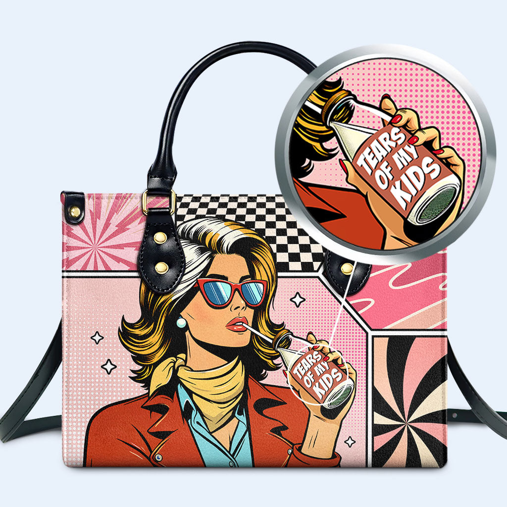 Tears Of My Kids - Personalisierte Lederhandtasche - MM04