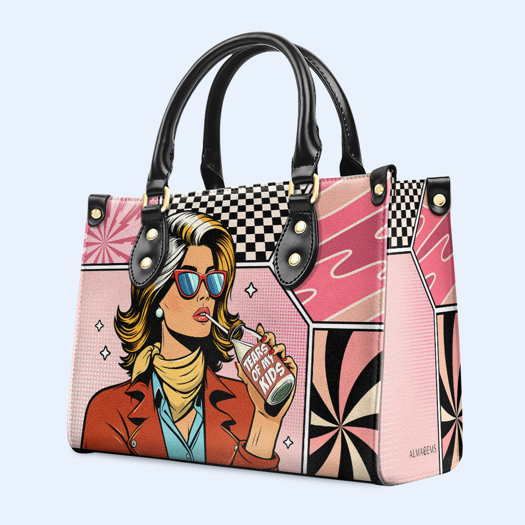 Tears Of My Kids - Personalisierte Lederhandtasche - MM04