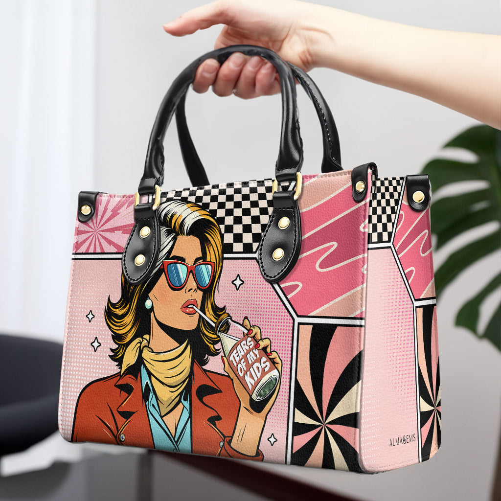 Tears Of My Kids - Personalisierte Lederhandtasche - MM04