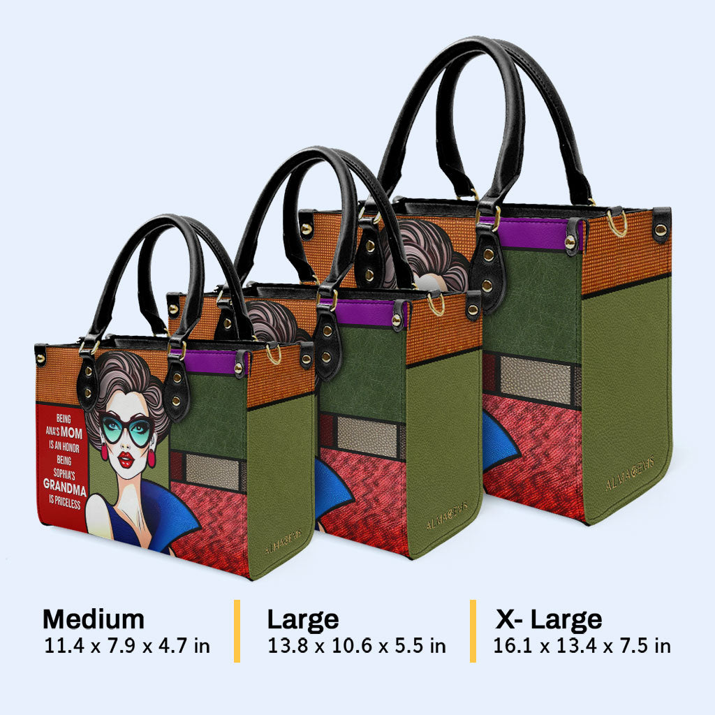 Oma zu sein ist unbezahlbar - Personalisierte Lederhandtasche - MM16