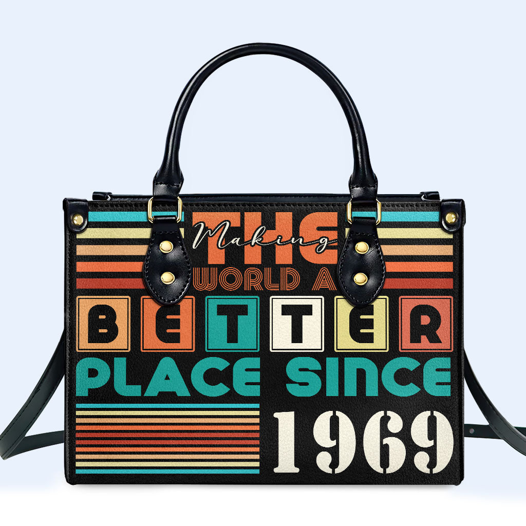 Die Welt zu einem besseren Ort machen – Personalisierte Lederhandtasche – MM17