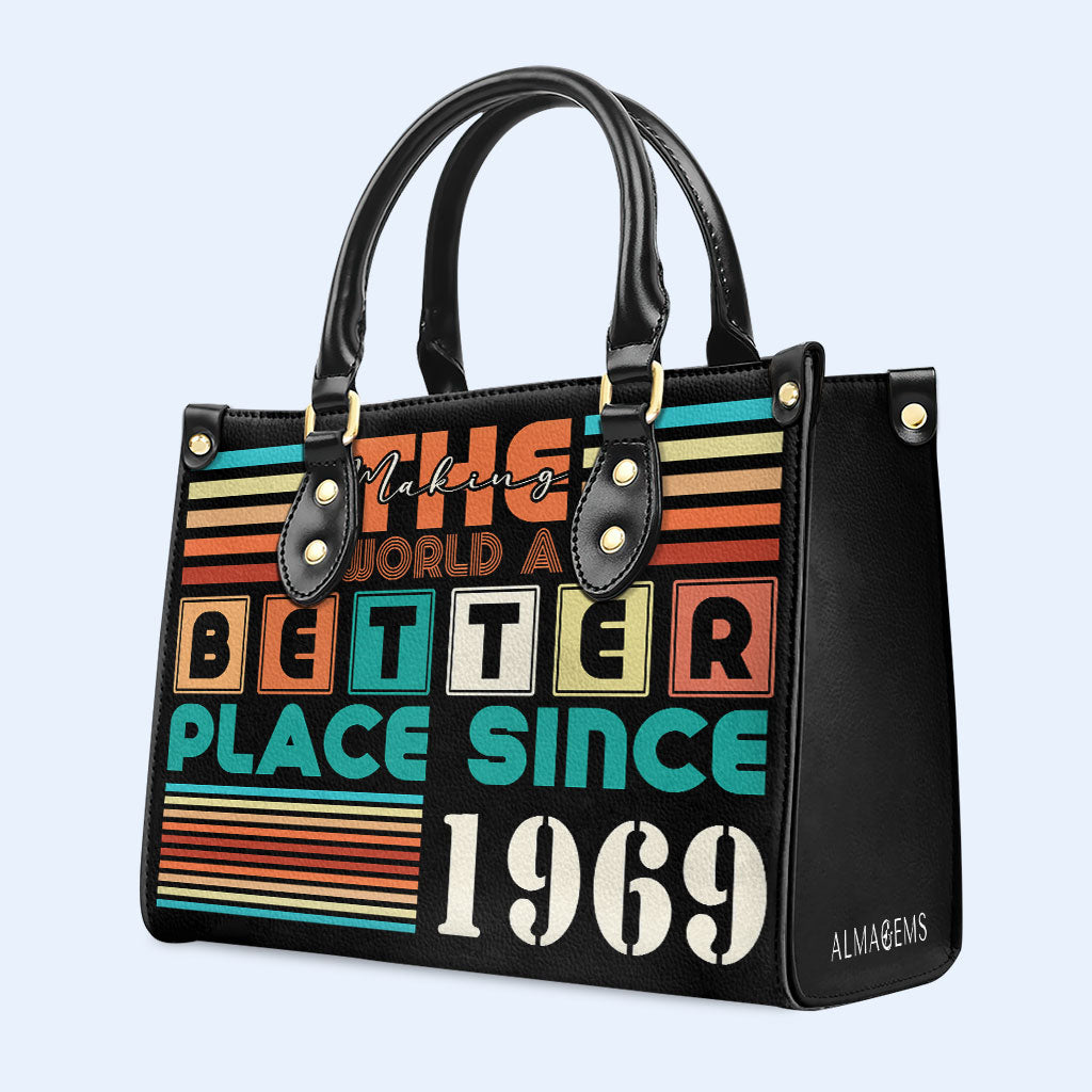 Die Welt zu einem besseren Ort machen – Personalisierte Lederhandtasche – MM17