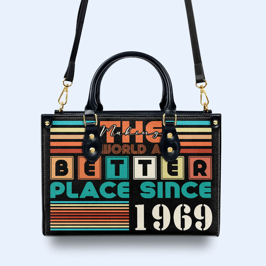 Die Welt zu einem besseren Ort machen – Personalisierte Lederhandtasche – MM17