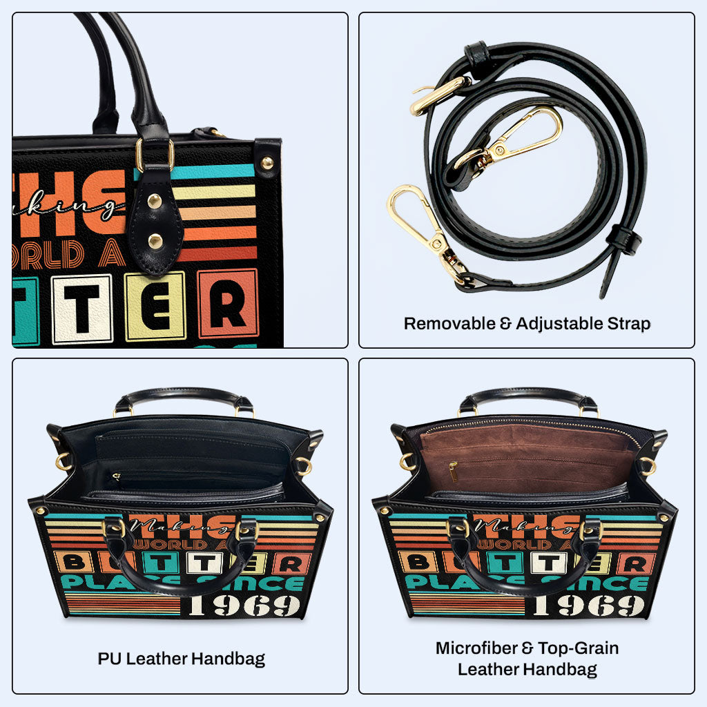 Die Welt zu einem besseren Ort machen – Personalisierte Lederhandtasche – MM17
