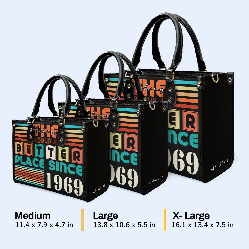 Die Welt zu einem besseren Ort machen – Personalisierte Lederhandtasche – MM17