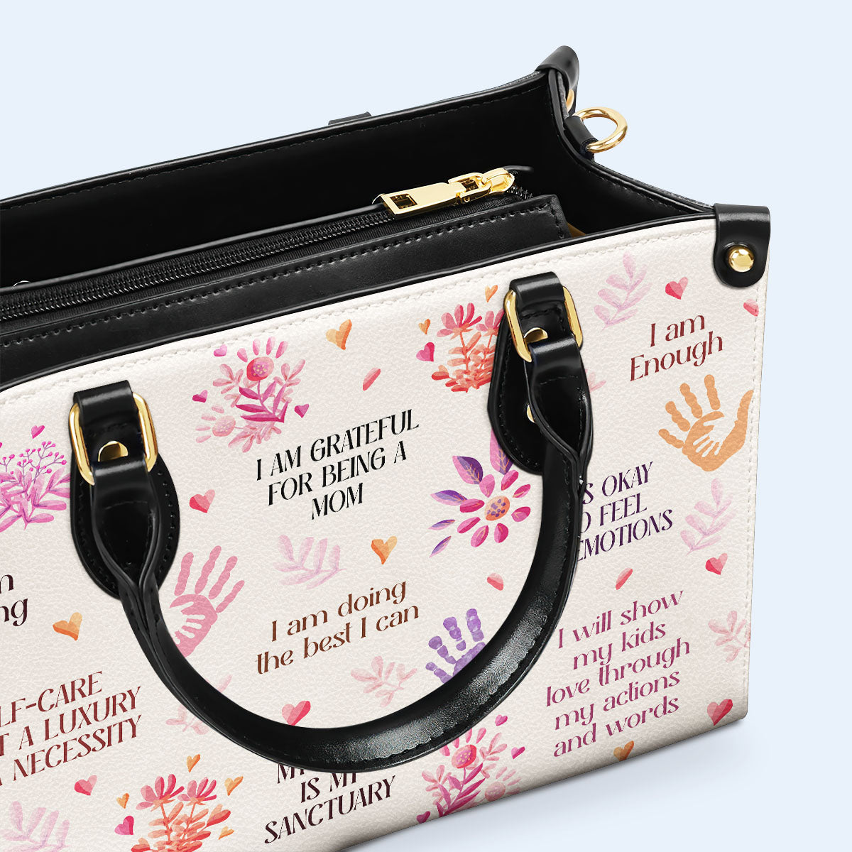 Ich bin dankbar, dass ich Mama bin - Personalisierte Lederhandtasche - MM27