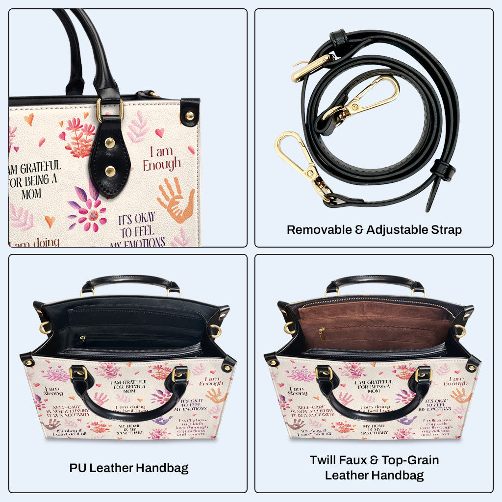 Ich bin dankbar, dass ich Mama bin - Personalisierte Lederhandtasche - MM27
