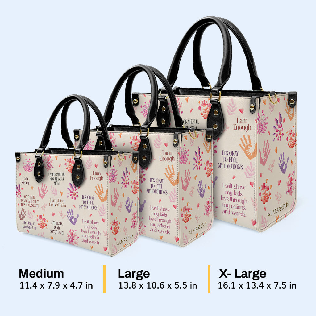 Ich bin dankbar, dass ich Mama bin - Personalisierte Lederhandtasche - MM27