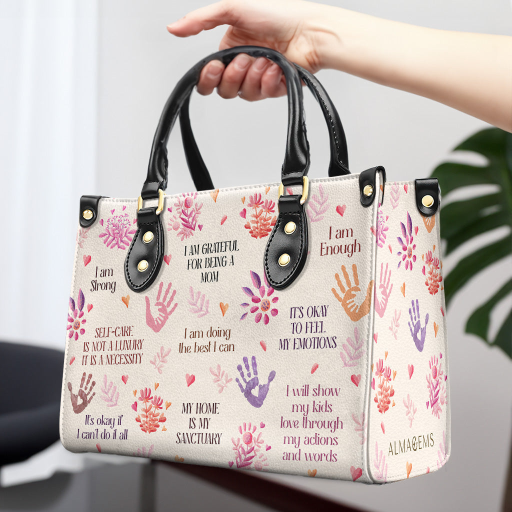 Ich bin dankbar, dass ich Mama bin - Personalisierte Lederhandtasche - MM27