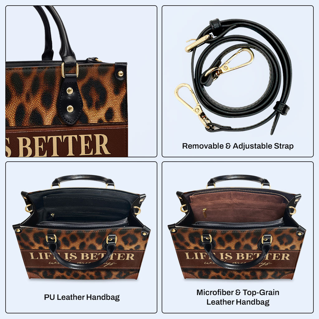 Das Leben ist besser mit meinen Jungs - Personalisierte Lederhandtasche - MM30
