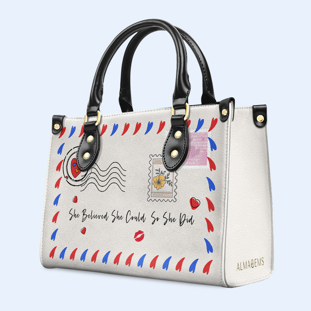 Sie glaubte, sie könnte es, also tat sie es – personalisierte Lederhandtasche – MM52