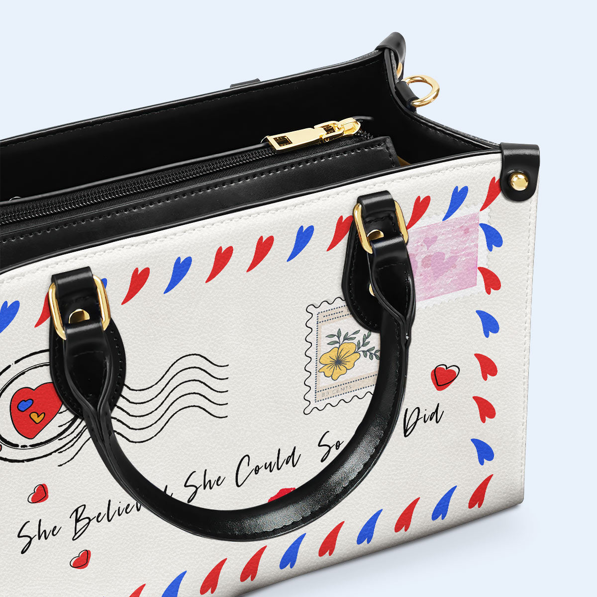 Sie glaubte, sie könnte es, also tat sie es – personalisierte Lederhandtasche – MM52