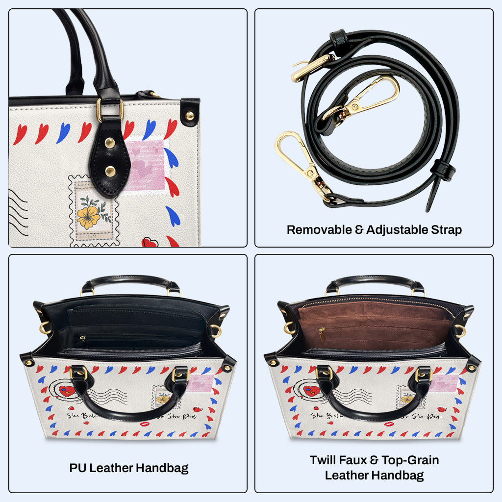 Sie glaubte, sie könnte es, also tat sie es – personalisierte Lederhandtasche – MM52