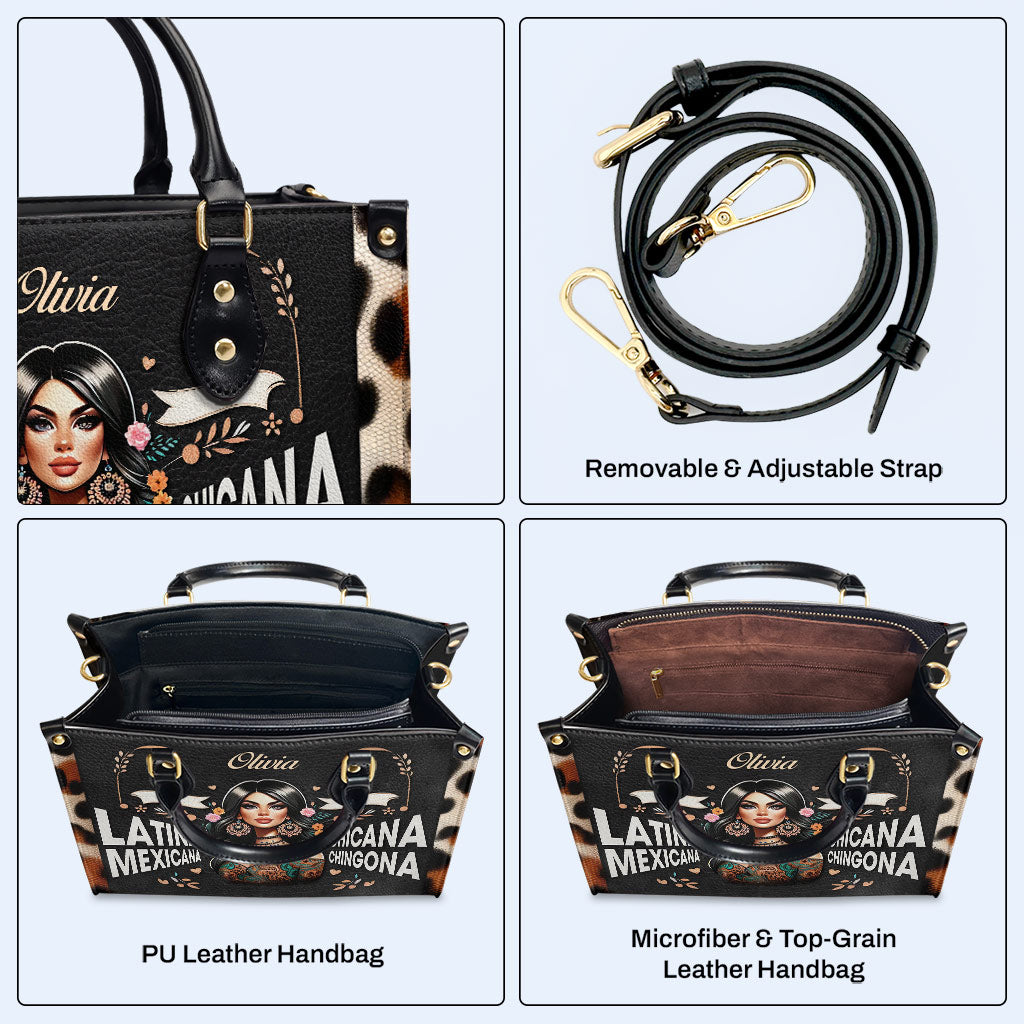 Latina Mexicana Chicana Chingona - Personalisierte Lederhandtasche - MX04