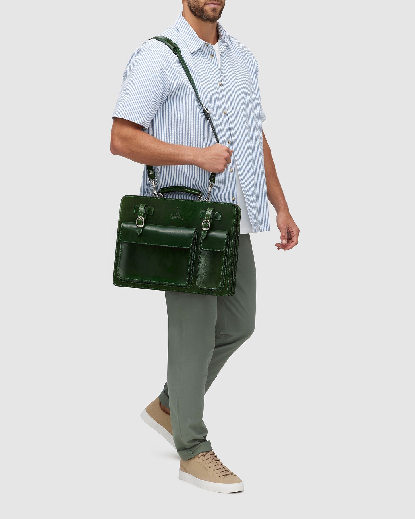 Munich Green - Aktentasche aus Leder mit zwei Fächern