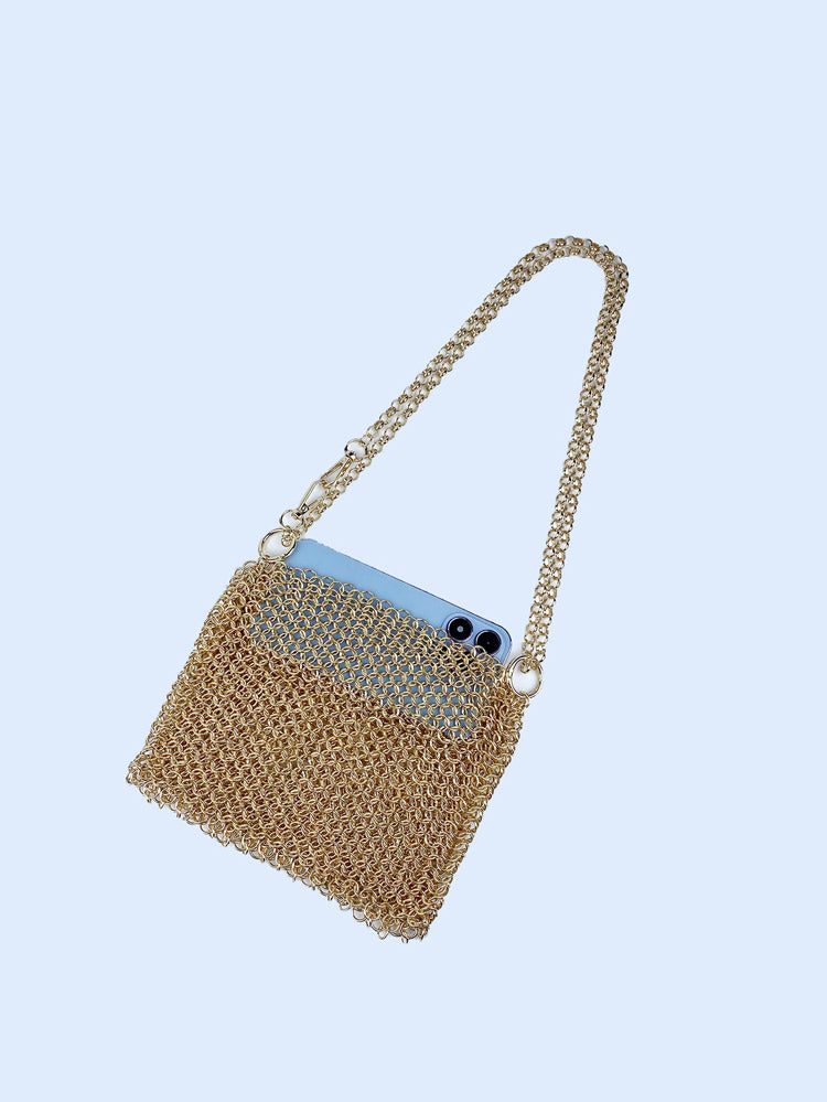 Handgewebte Schultertasche mit Fischschuppenmuster