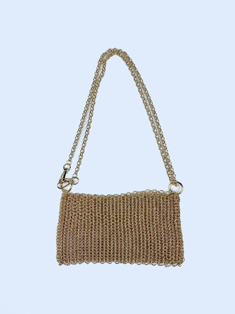 Handgewebte Schultertasche mit Fischschuppenmuster