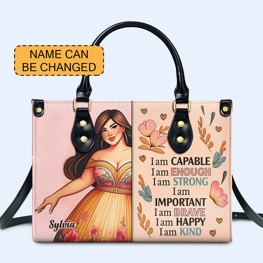 Ich bin fähig - personalisierte benutzerdefinierte Lederhandtasche - PG01