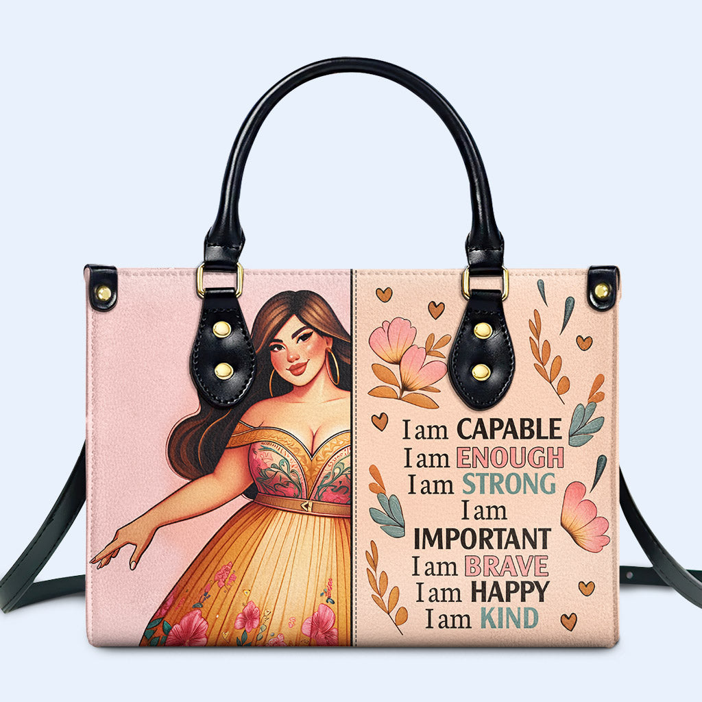 Ich bin fähig - personalisierte benutzerdefinierte Lederhandtasche - PG01