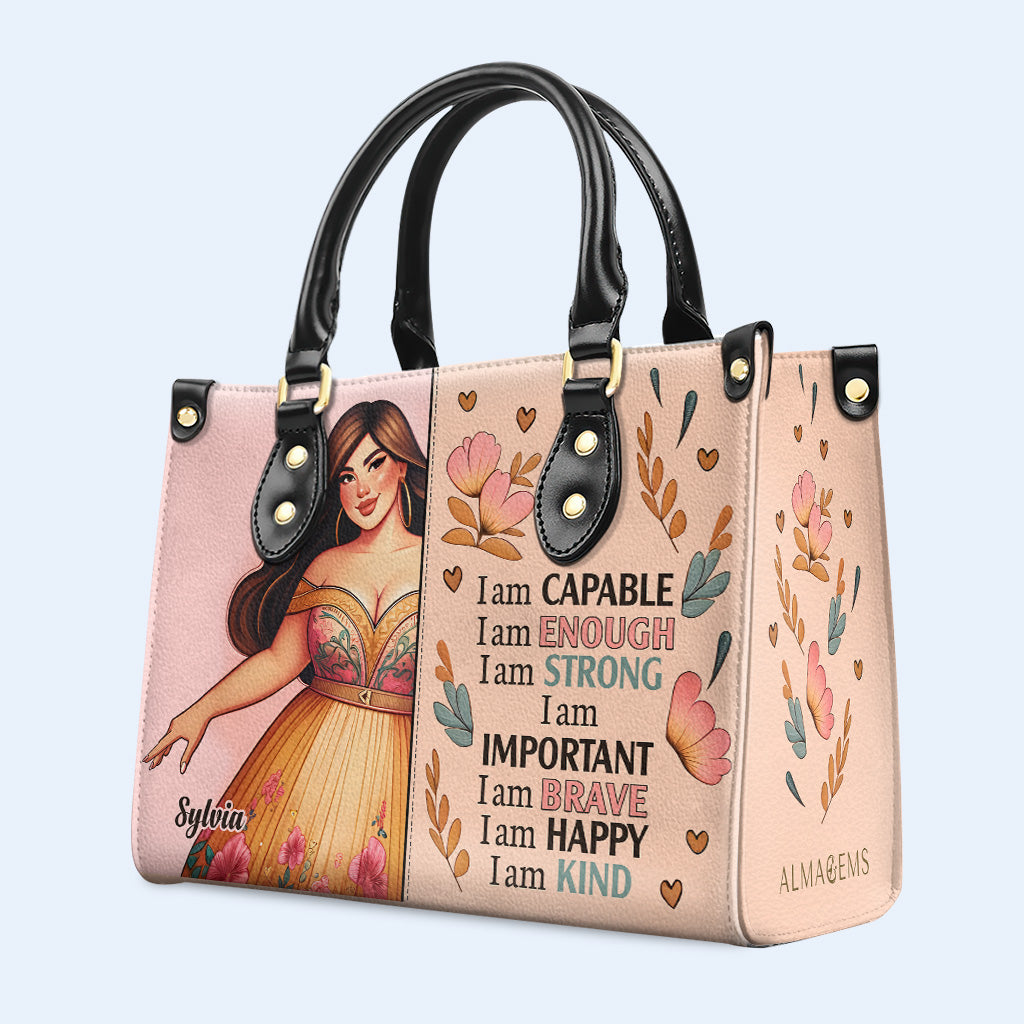Ich bin fähig - personalisierte benutzerdefinierte Lederhandtasche - PG01