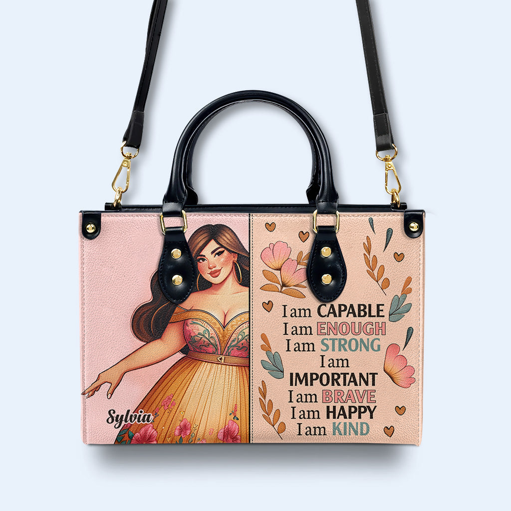 Ich bin fähig - personalisierte benutzerdefinierte Lederhandtasche - PG01