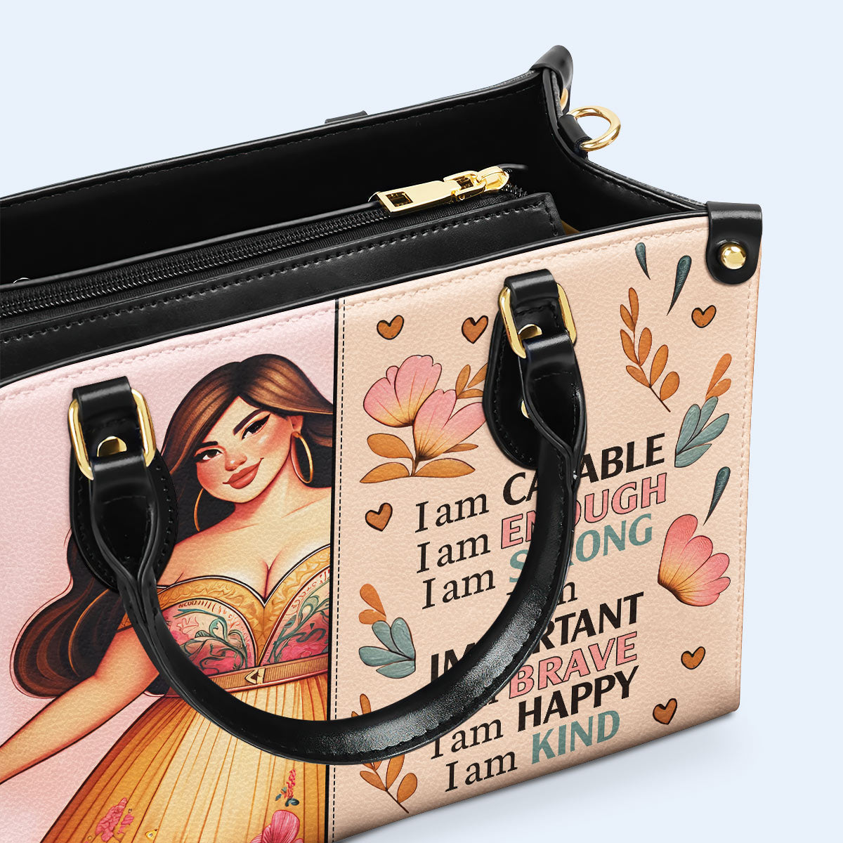 Ich bin fähig - personalisierte benutzerdefinierte Lederhandtasche - PG01