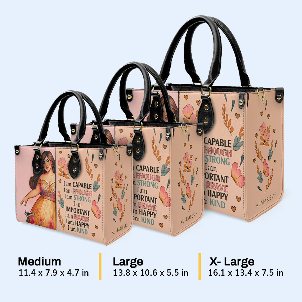 Ich bin fähig - personalisierte benutzerdefinierte Lederhandtasche - PG01