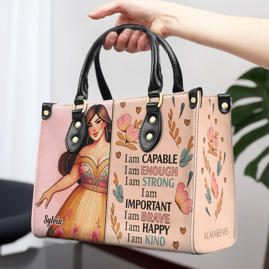 Ich bin fähig - personalisierte benutzerdefinierte Lederhandtasche - PG01