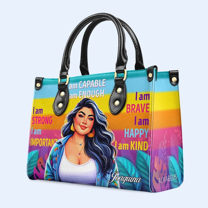 Ich bin fähig - personalisierte benutzerdefinierte Lederhandtasche - PG02