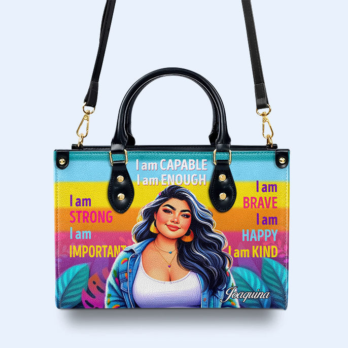Ich bin fähig - personalisierte benutzerdefinierte Lederhandtasche - PG02