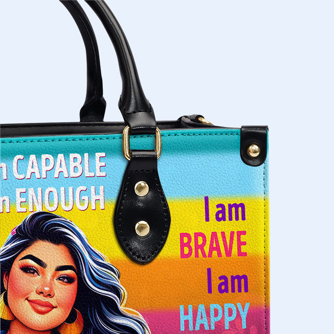 Ich bin fähig - personalisierte benutzerdefinierte Lederhandtasche - PG02
