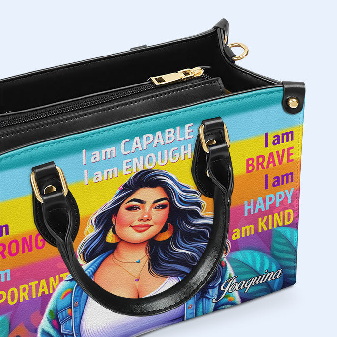 Ich bin fähig - personalisierte benutzerdefinierte Lederhandtasche - PG02