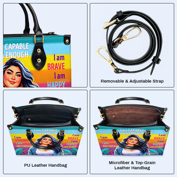 Ich bin fähig - personalisierte benutzerdefinierte Lederhandtasche - PG02