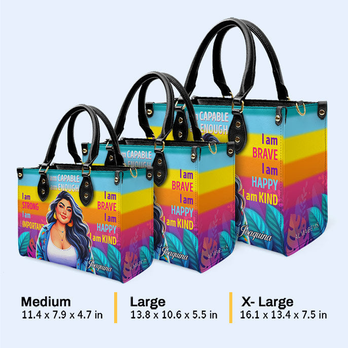 Ich bin fähig - personalisierte benutzerdefinierte Lederhandtasche - PG02