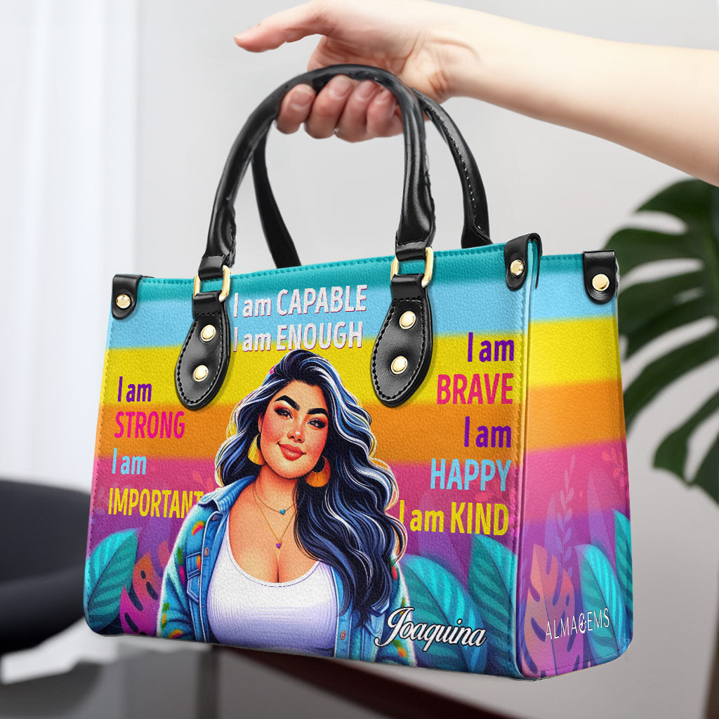 Ich bin fähig - personalisierte benutzerdefinierte Lederhandtasche - PG02